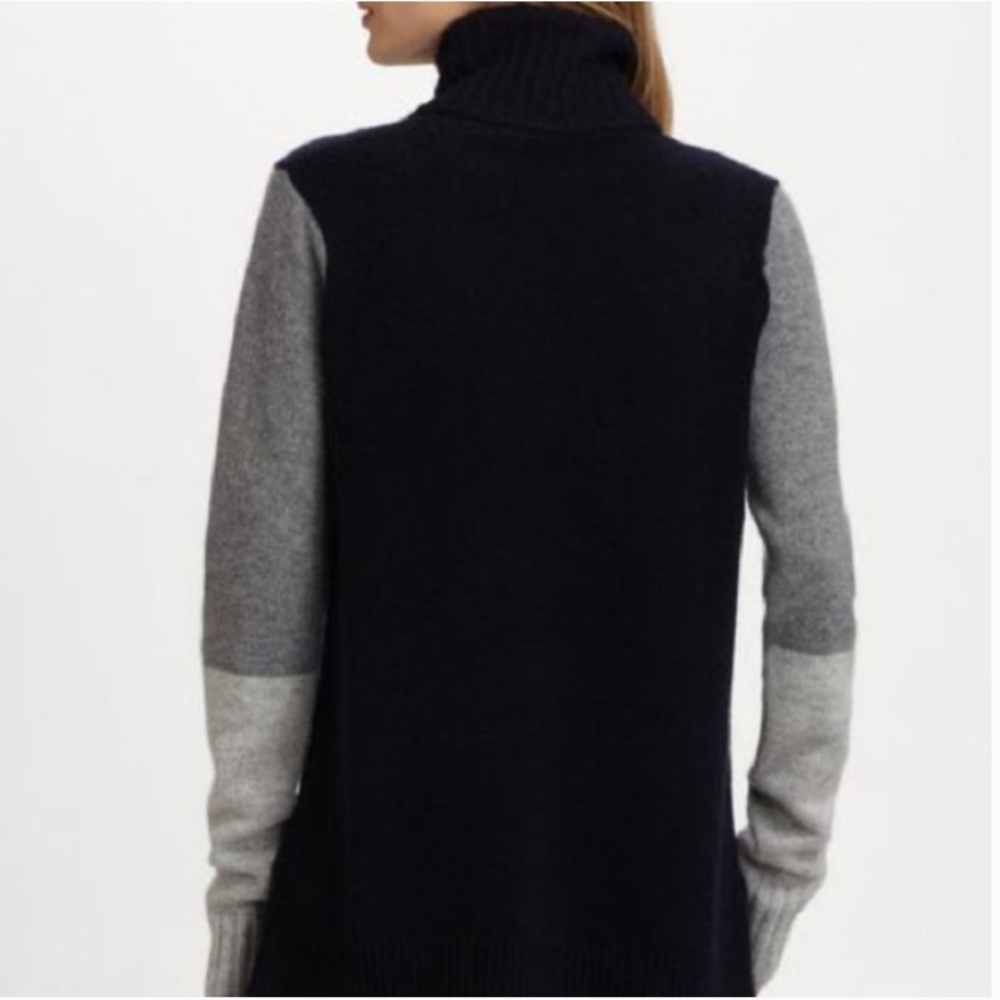 Vince Tri Color Block Turtleneck In Navy Combo - image 2